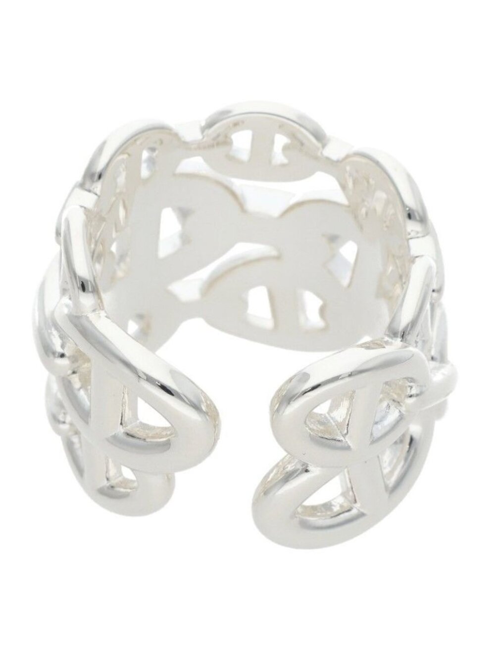 Hermes Chaine D'ancre Enchainee GM Silver Ring